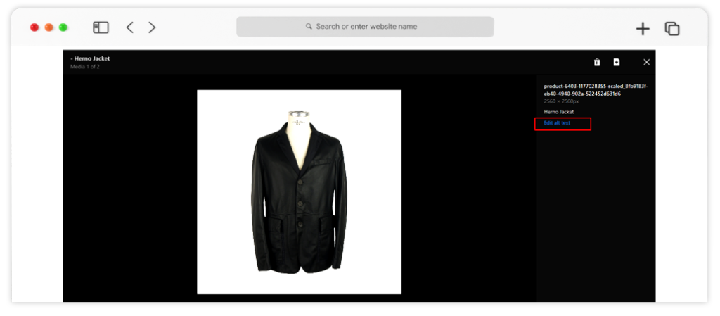 add Image alt text on the Shopify website: